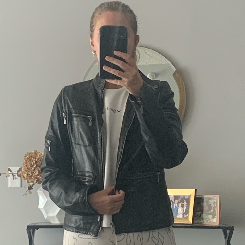 Kenneth Cole Reaction Black Leather Jacket